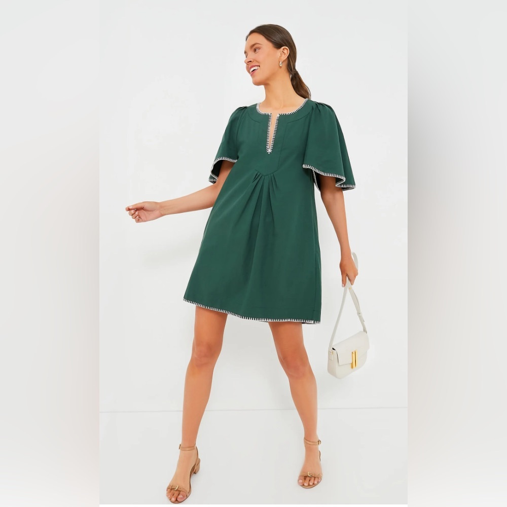 Tuckernuck Pomander Place Green Stitch Finley Flutter Sleeve Dress